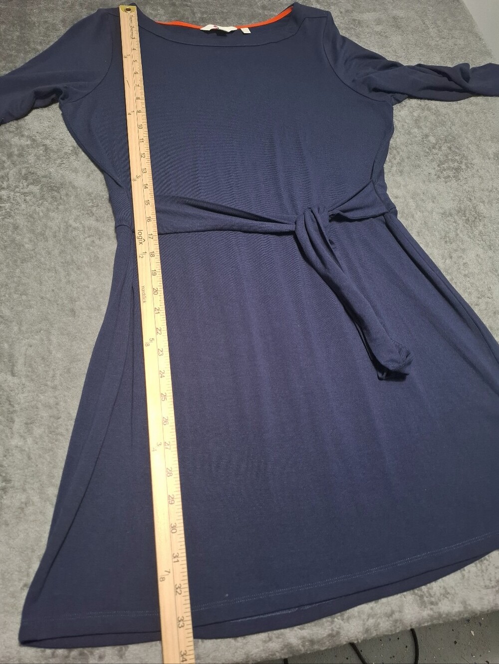 Boden Women’s Navy Sylvia Tie Jersey Knit 3/4 Sleeves Mini Tunic Dress soft 10P - Picture 8 of 11